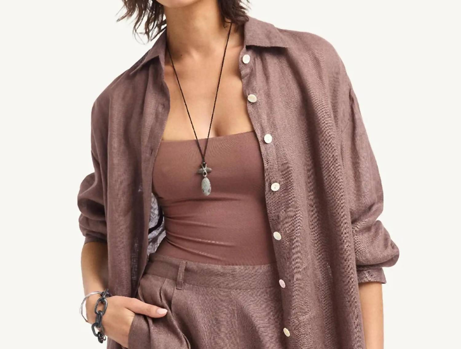 Vitamin A - Playa Linen Boyfriend Shirt