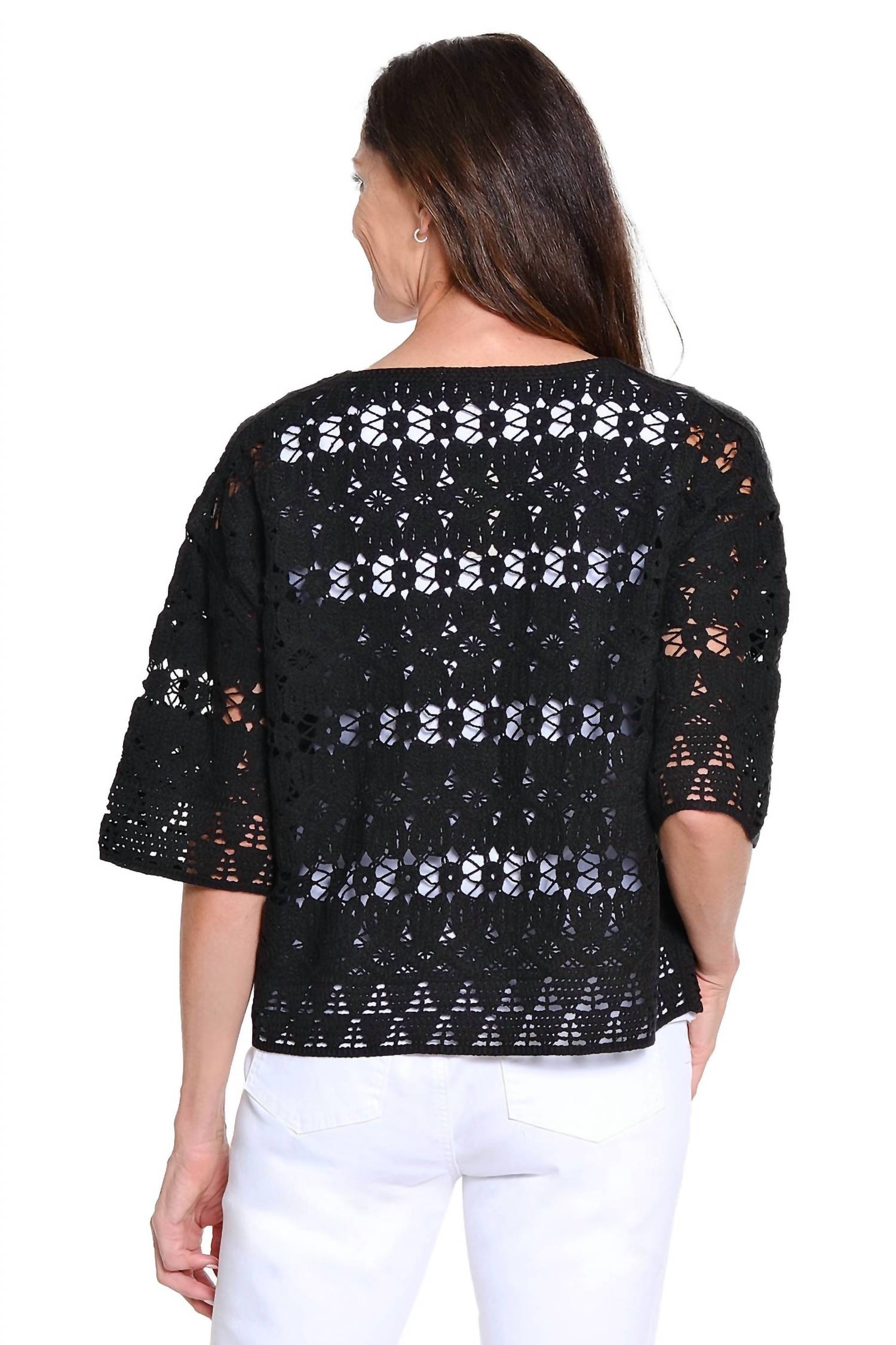 Tru Luxe - Machine Crochet Popover Top