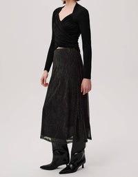EXQUISE Linda K. Midi Skirt in green black - women's skirt - alternate view