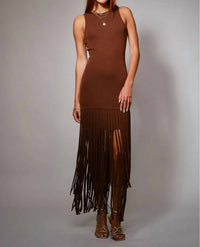 Blue B - Fringe Hem Knit Maxi Dress
