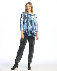 Jess & Jane Chiffon Hem Tunic Top in mariposa - women's shirt - alternate view