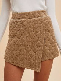 AnnieWear Quilted Velvet Skort in taupe - women's shorts