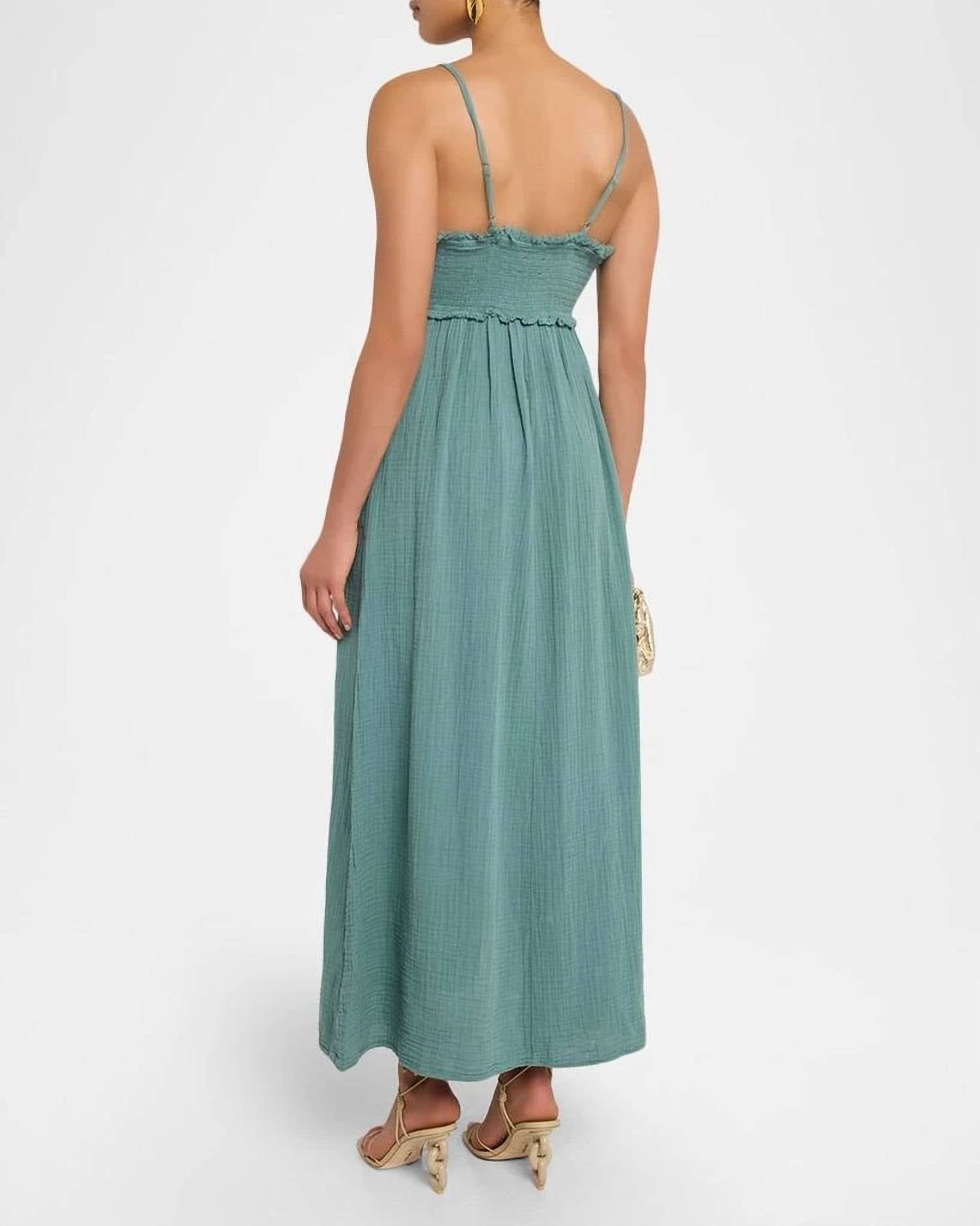 XIRENA Jacinda Dress in dusty sage - women's dress - detail view