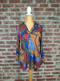 Keren Hart - Women's Abstract Button Up Long Sleeve Blouse