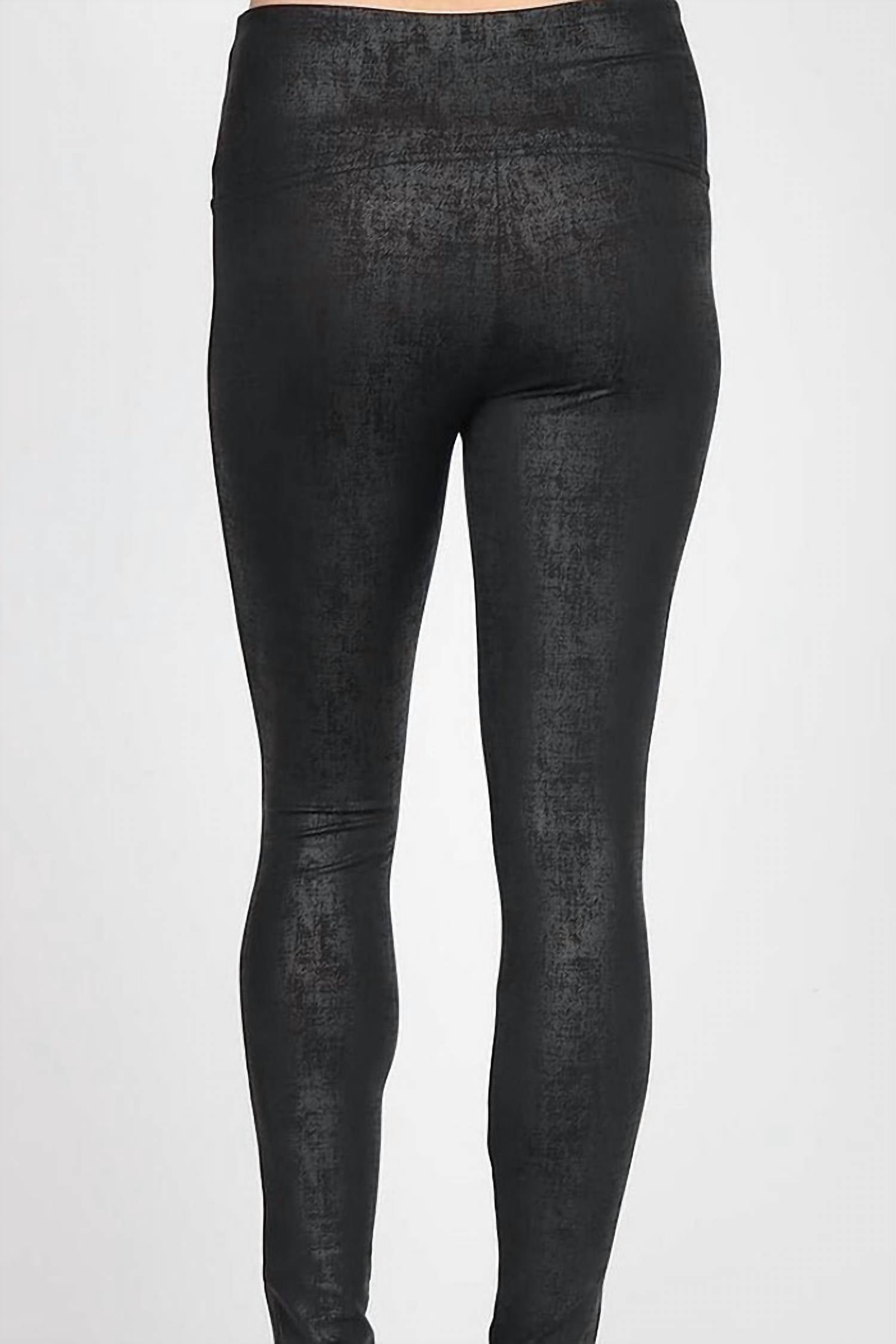 M.RENA Women's Leatherette Distressed Legging in black - women's pants - alternate view