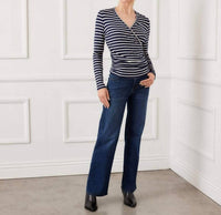 Karen Kane - Long Sleeve Side-shirred Crossover Top