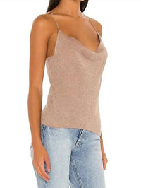 525 America Shimmer Cowl Cami Top in blush - women's shirt - detail view