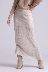 Minnie Rose - Cotton Blend Maxi Lace Skirt