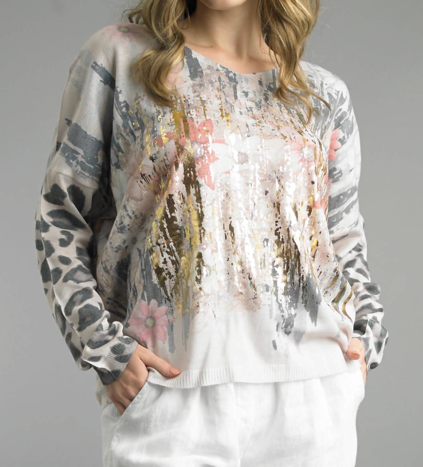 TEMPO PARIS Bobby's Girl Sweater Top in beige - women's sweater