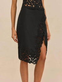 cult gaia Shaya Knee Length Skirt in black - women's skirt - view 5