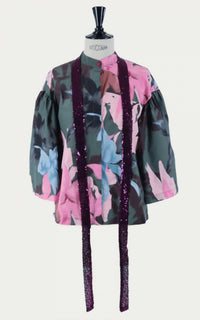 Psophia - Puff Sleeves Floral Blouse