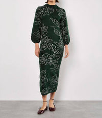 Apricot - Floral Knitted Midi Dress