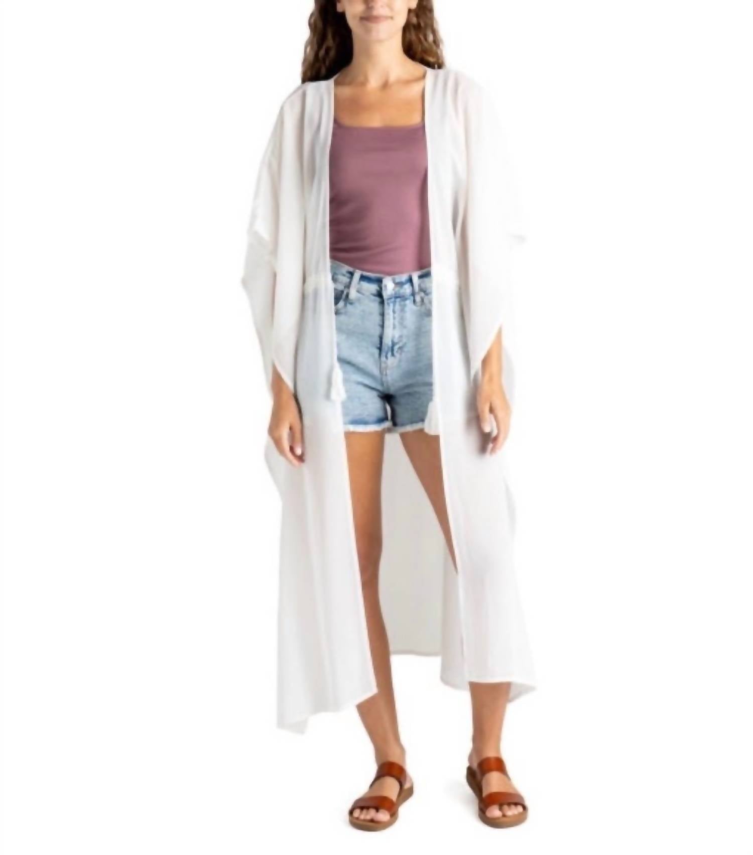 Allthreads Riviera Chiffon Wrap in white - women's cardigan