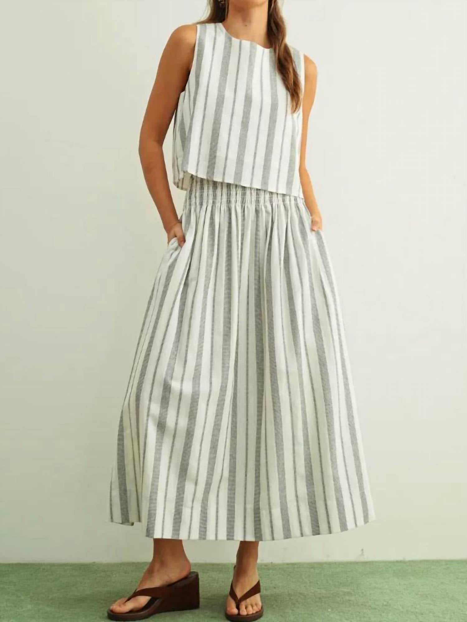 MIOU MUSE Bea Stripe Tank Top in black oatmeal - women's tank top - view 4