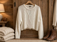Papermoon - Women's Cora Loose Fit Cable Knit Sweater