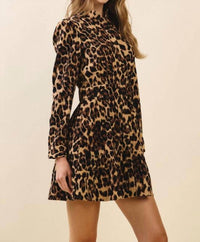 Tcec - Leopard Print Mini Shirt Dress