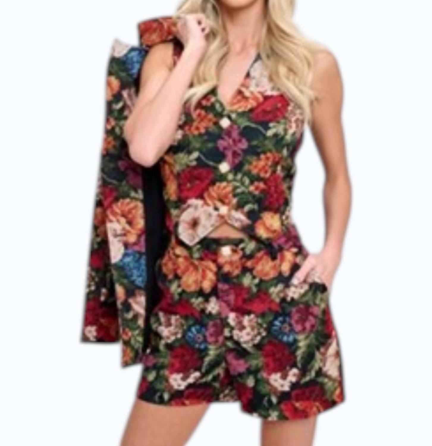 Coalition LA Floral Tapestry Shorts in black - women's shorts