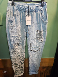 Made In Italy - Women's Embroidered Italian Crinkle Joggers