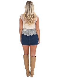 Mustard Seed Forever Yours Lace Top in ecru - women's blouse - alternate view