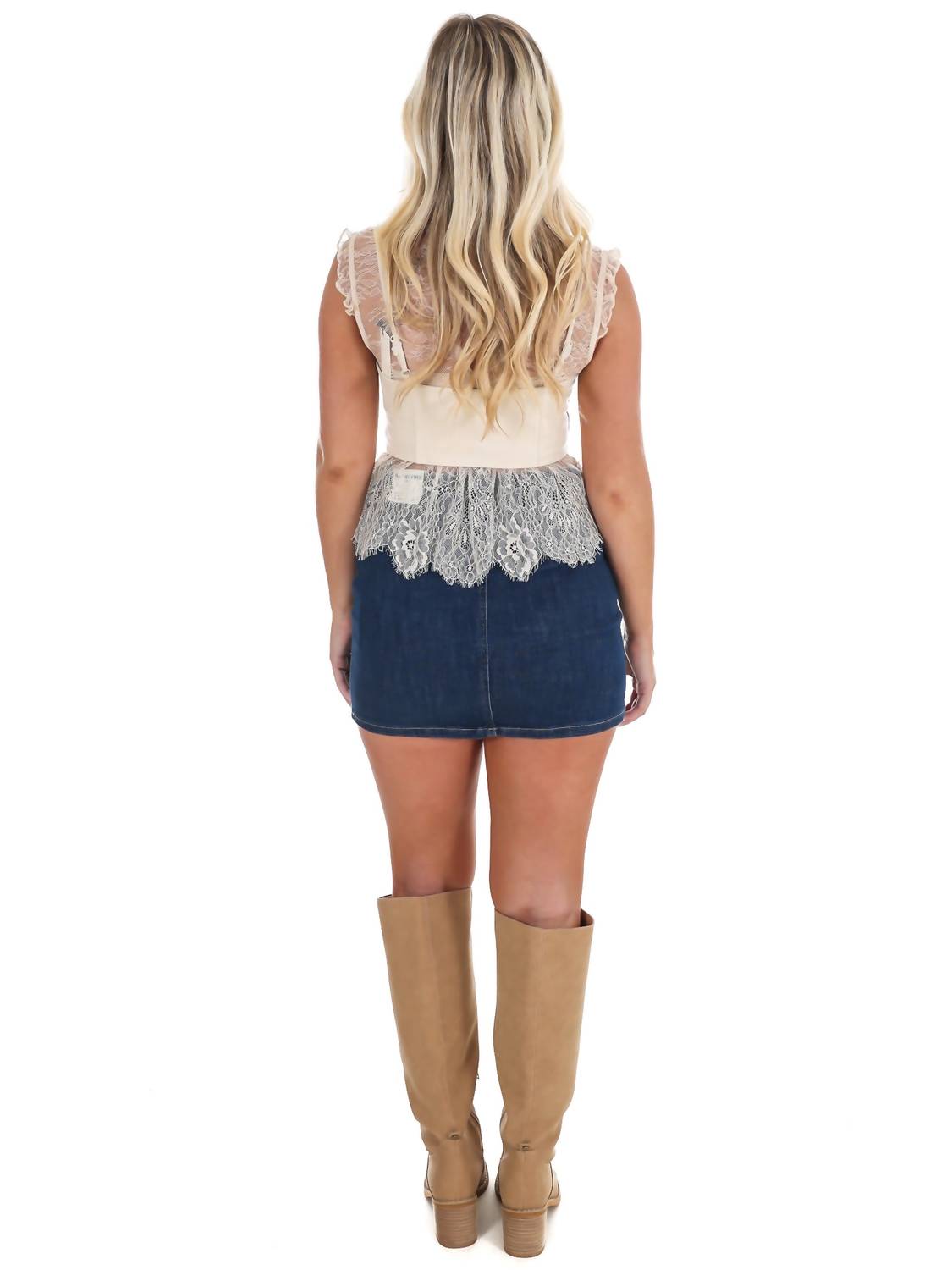 Mustard Seed Forever Yours Lace Top in ecru - women's blouse - alternate view