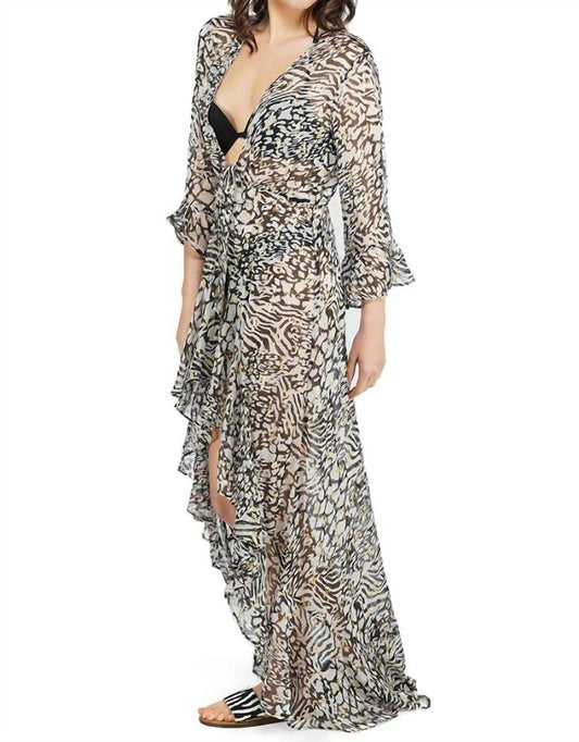 America & Beyond - Always Animal Ruffled Kimono