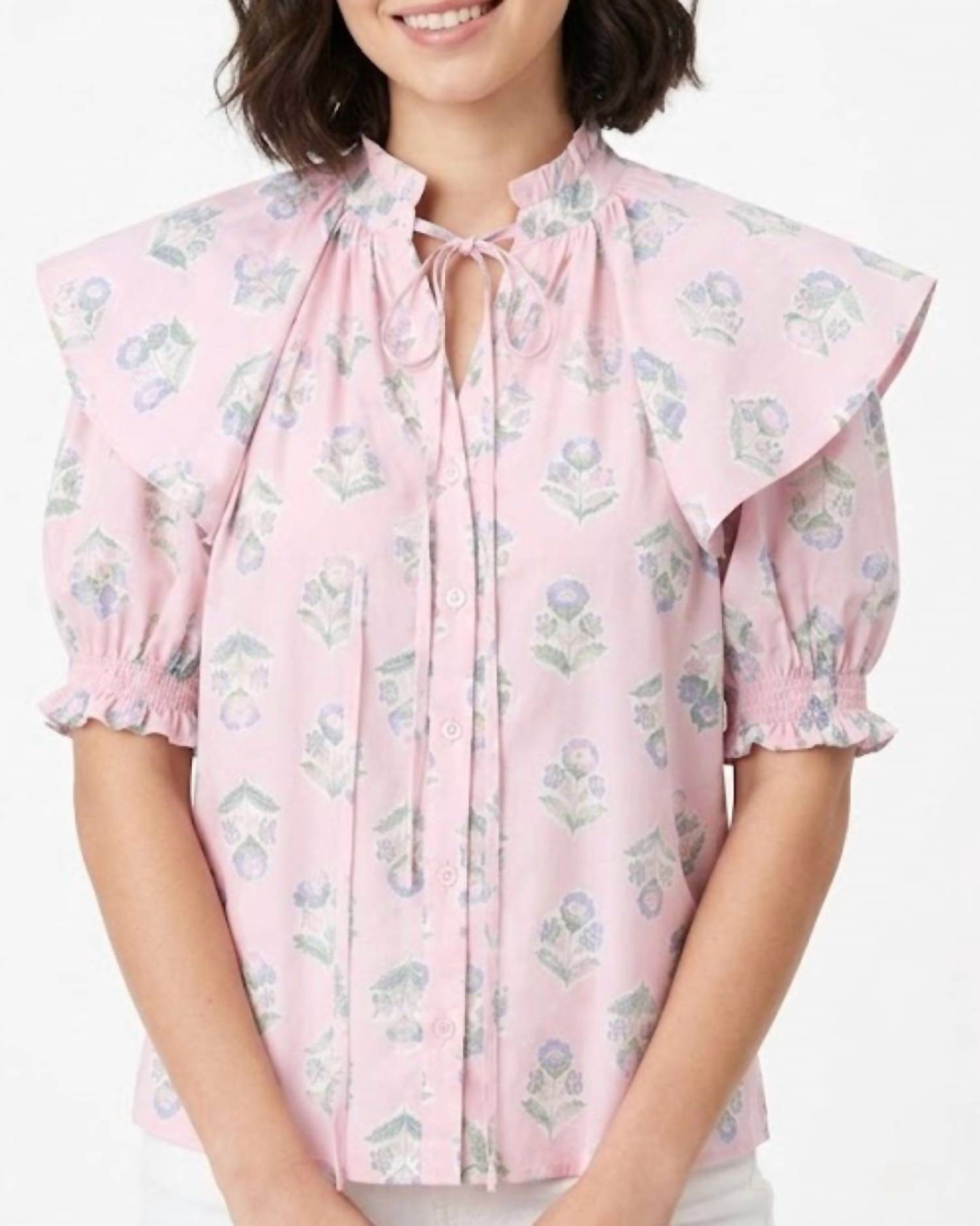 Karlie - French Floral Novelty Collar Top