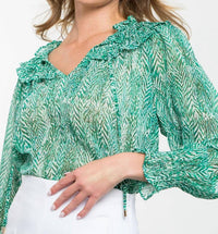 Thml - Long Sleeve Sheer Print Top