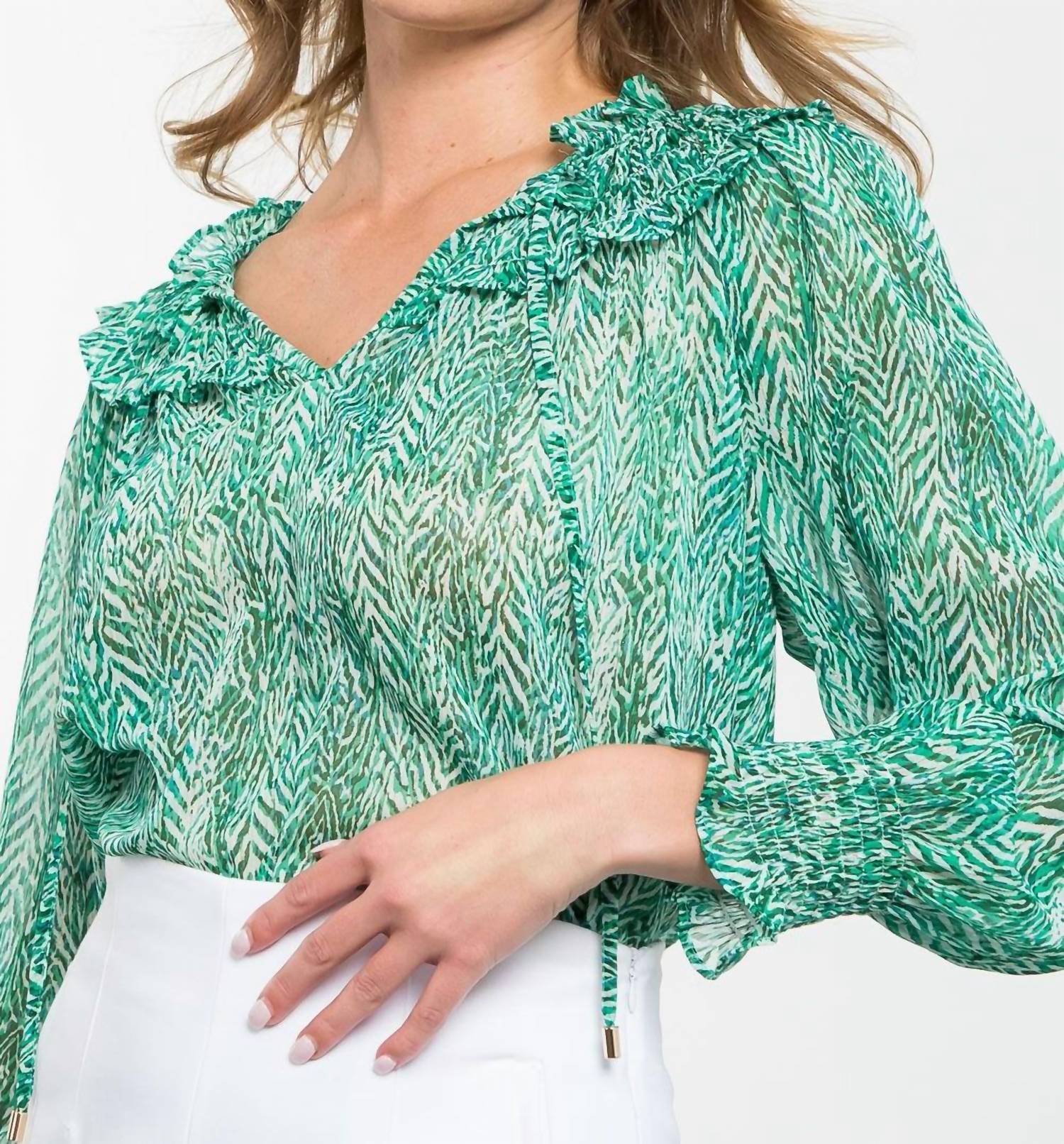 Thml - Long Sleeve Sheer Print Top