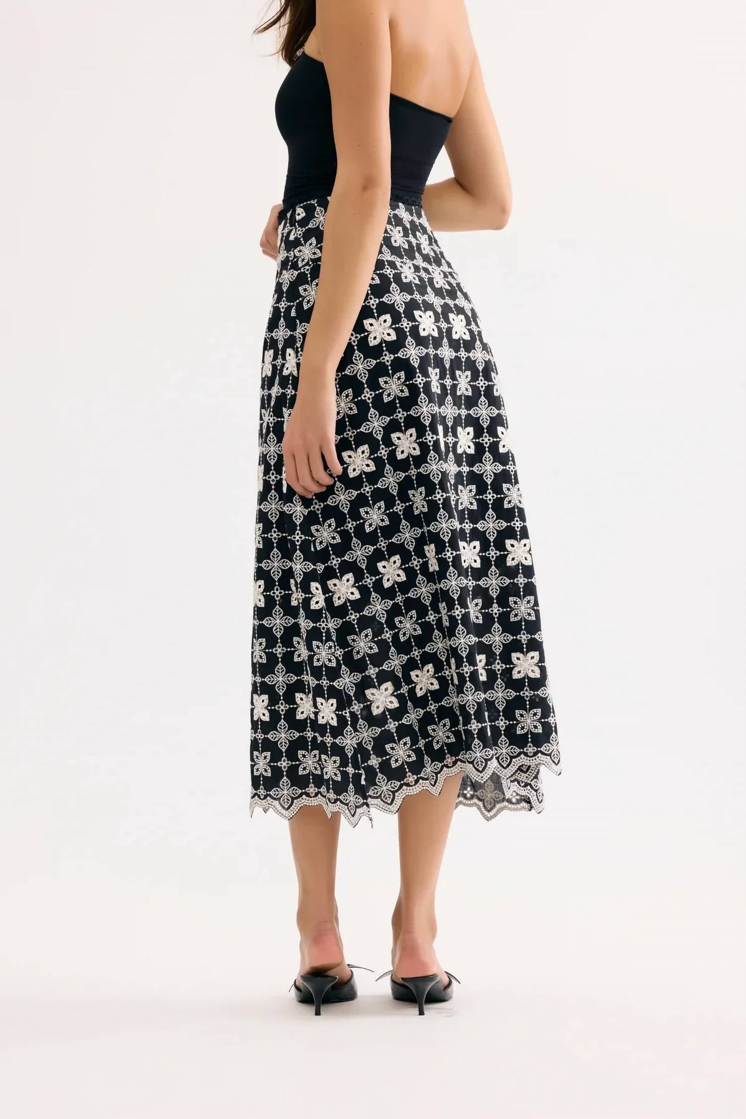 Leo & Ugo - Embroidered Midi Skirt