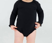 Rufflebutts - Ruffle Butts Black Long Sleeve Layering Bodysuit Onesie