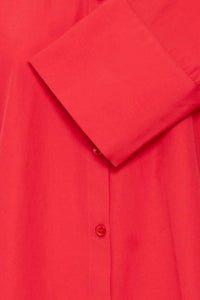 b.young Women's Button Down Long Shirt in barbados cherry - women's shirt - alternate view