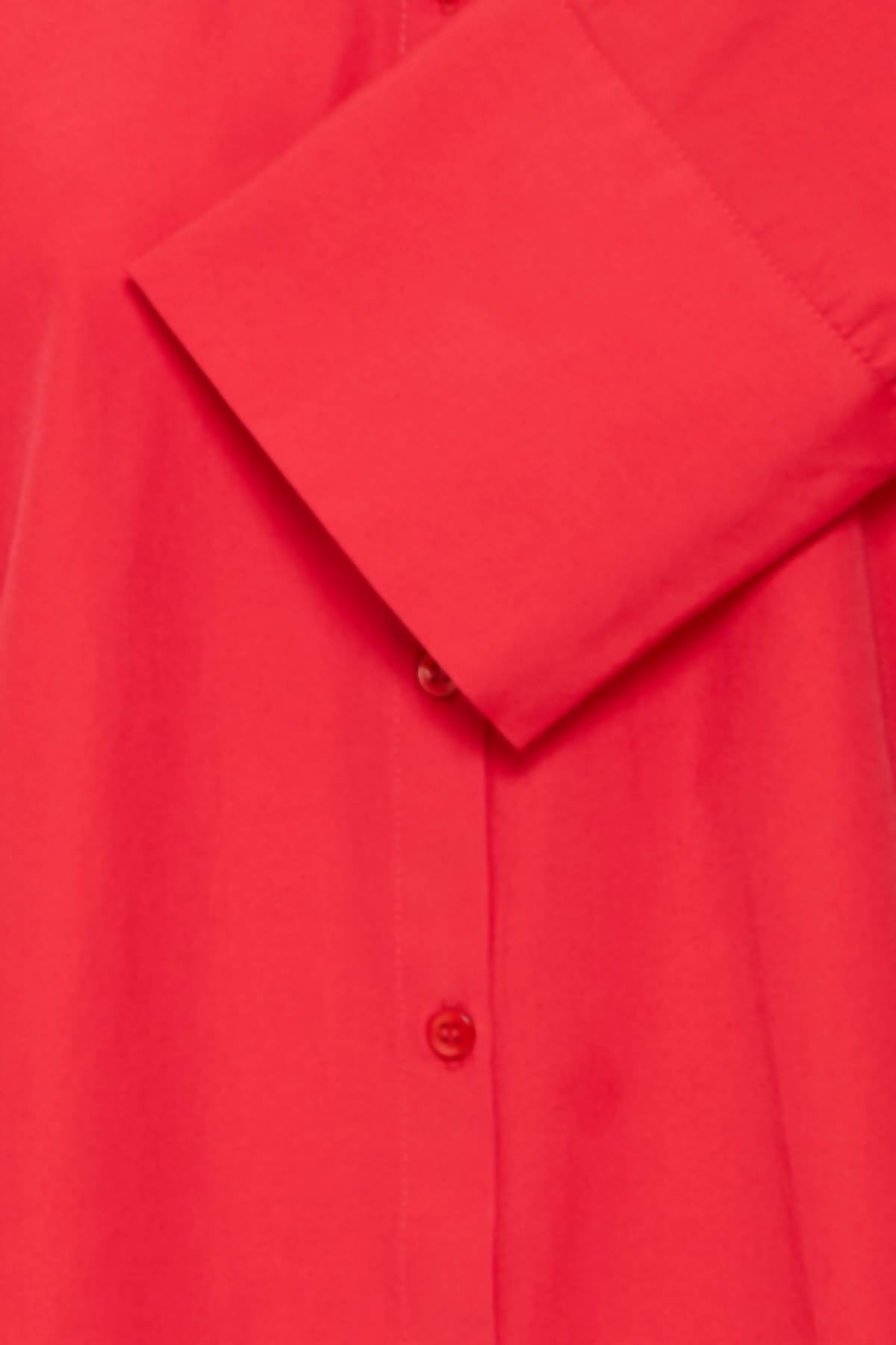 b.young Women's Button Down Long Shirt in barbados cherry - women's shirt - alternate view