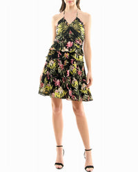 Nicole Miller - Presley Chiffon Tiered Halter Dress