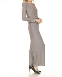 Joseph Ribkoff - Shimmery Twist Front Wide Leg Jumpsuit