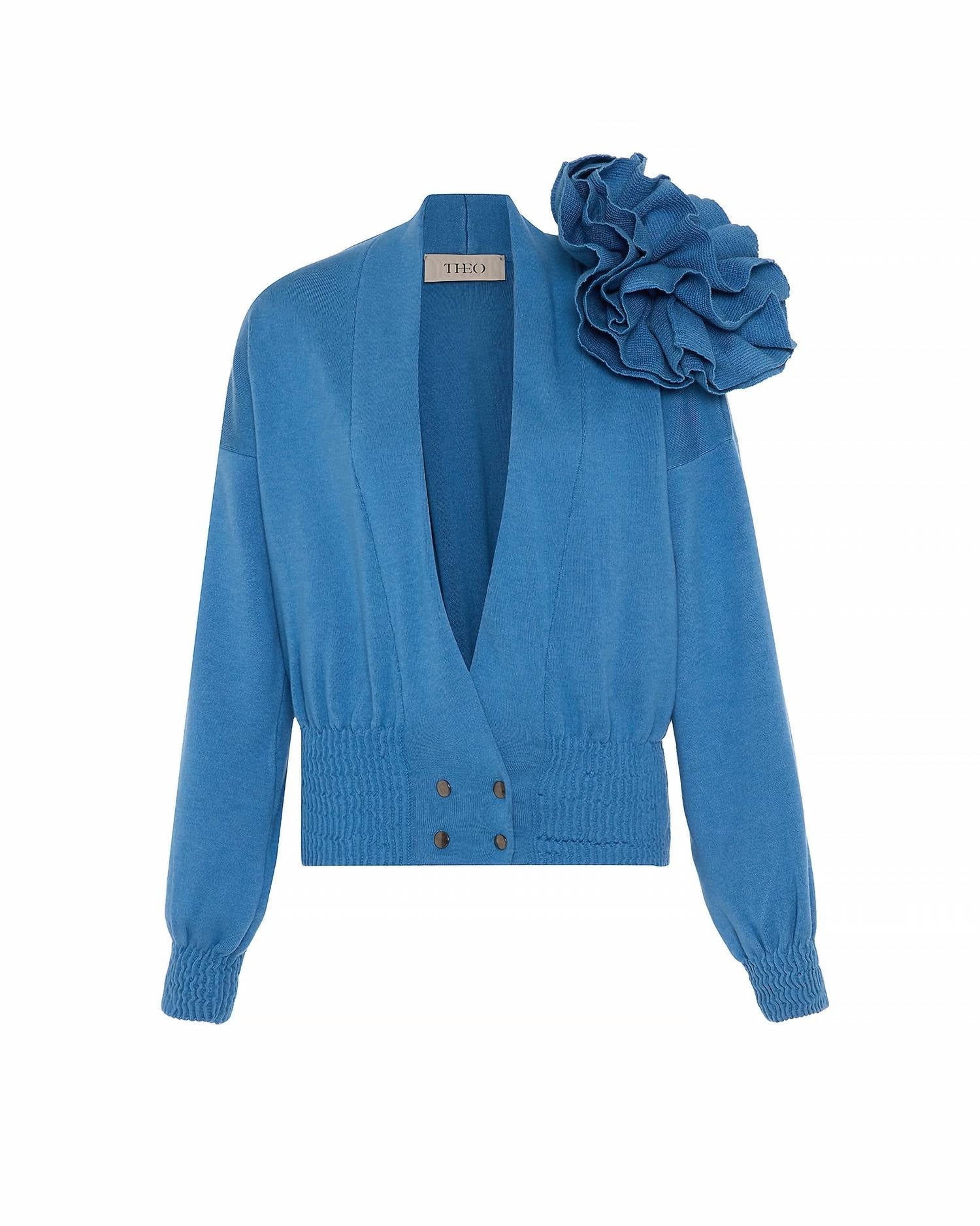 Theo The Label - Women's Nomia Ribbed Waist Rosette Cardigan