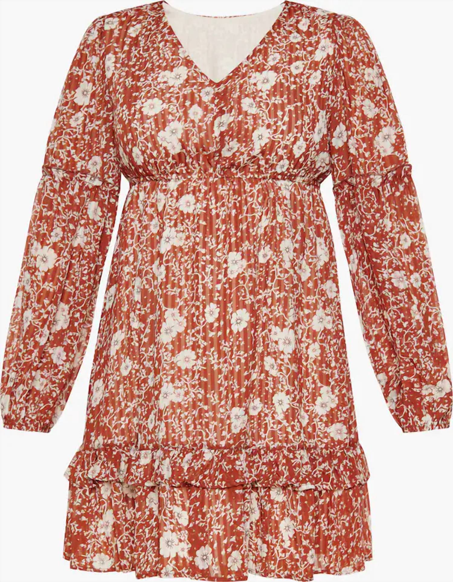 Little Daisy Closet - Floral Ruffled Puff Sleeve Dress