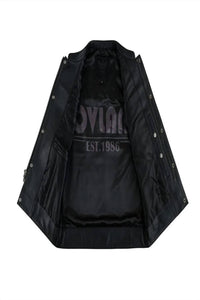 Ovlan Full Grain Cowhide Classic Leather Motorcycle Vest in black - men's jacket - view 4