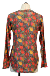 Nally & Millie - Women's Ribbed Camo Floral V-neck Top