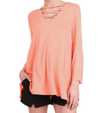Umgee - Crossed Neck Bell Sleeve Tunic