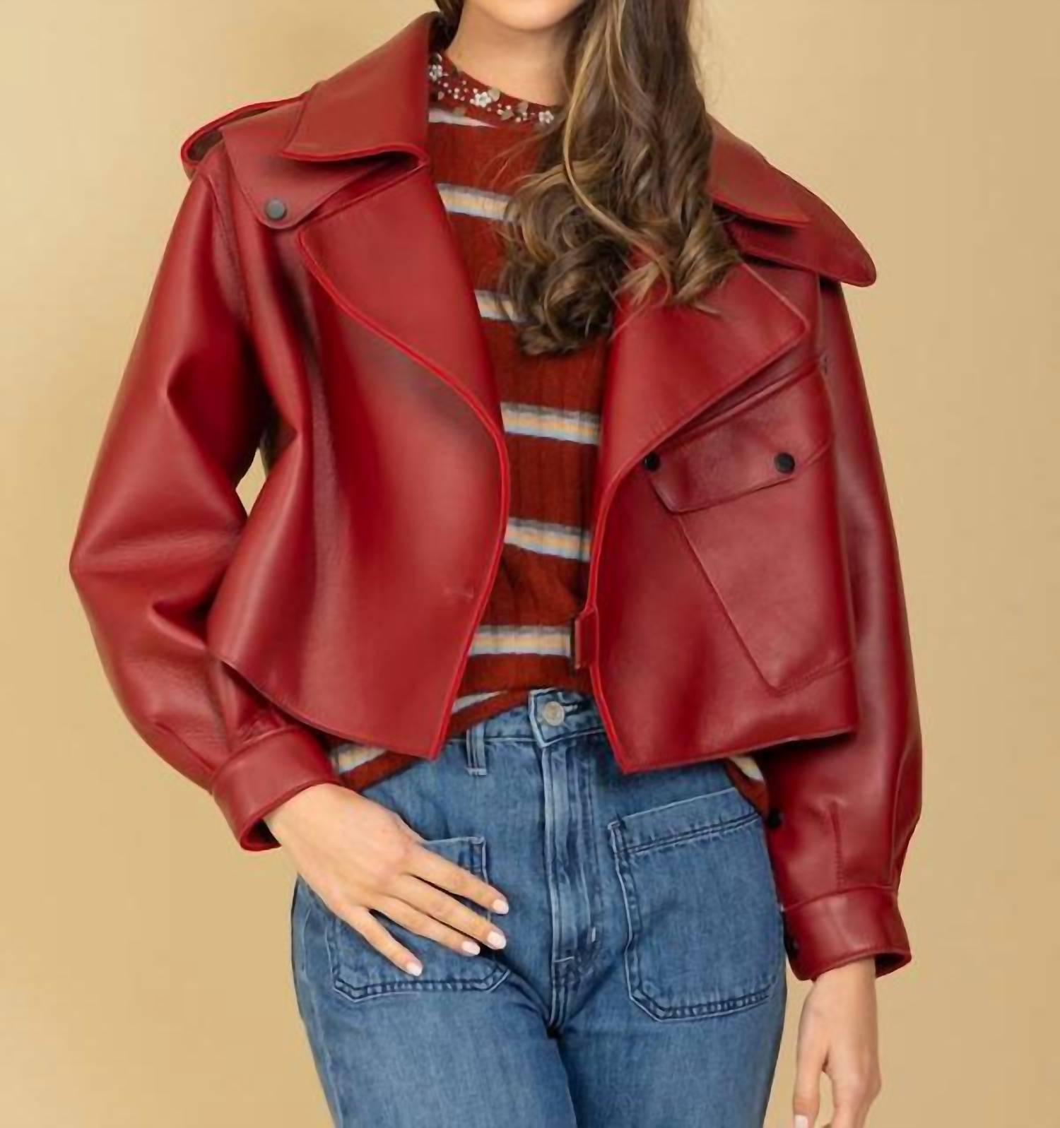 Jessie Liu - Lambskin Long Sleeve Moto Jacket