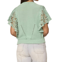 Democracy - Flutter Short Sleeve Mix Media Top