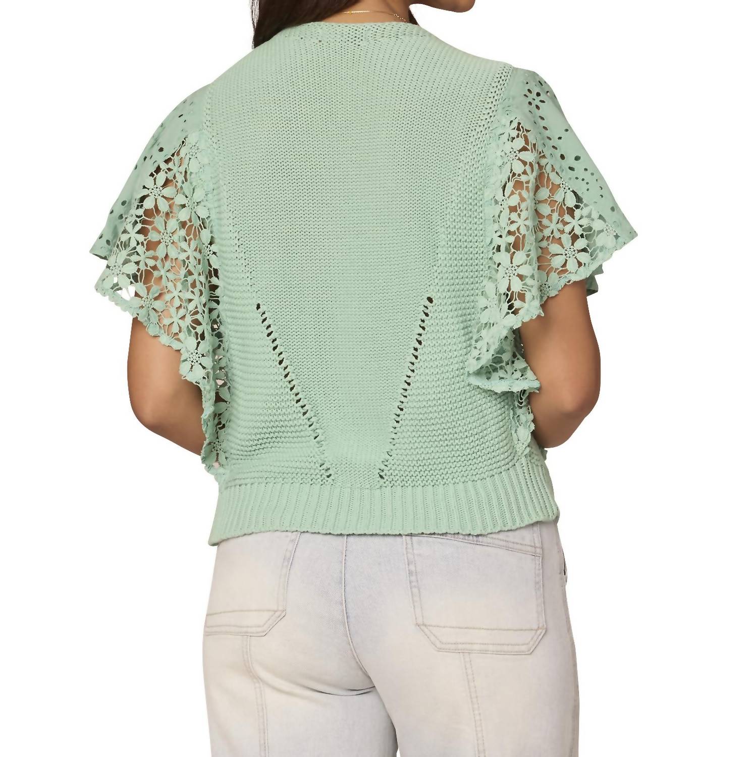 Democracy - Flutter Short Sleeve Mix Media Top