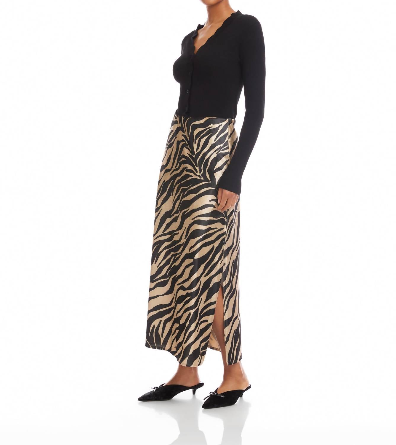 Fifteen Twenty - Evy Side Slit Velvet Bias Skirt