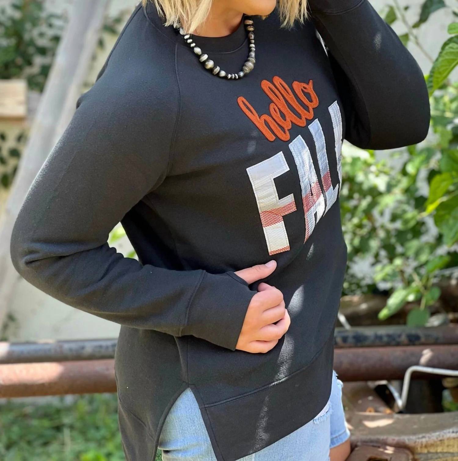 Texas True Threads - Hello Fall Applique Sweatshirt