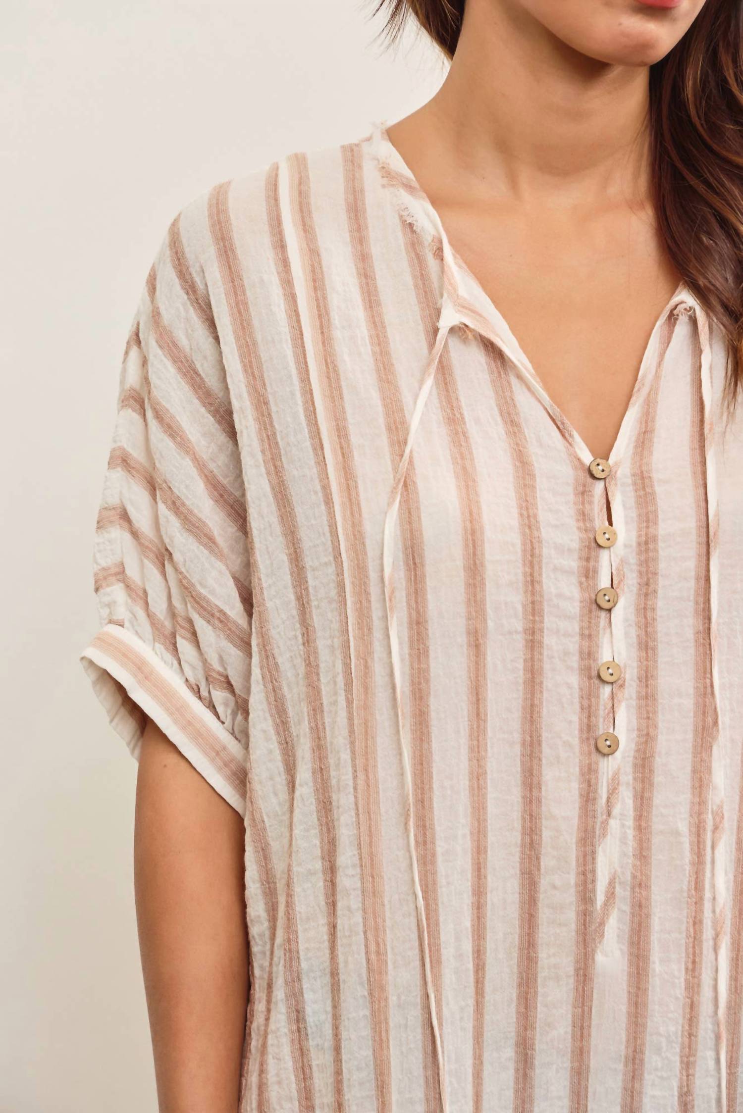 Mustard Seed - Front Button Closure With Tied Tunic Dress
