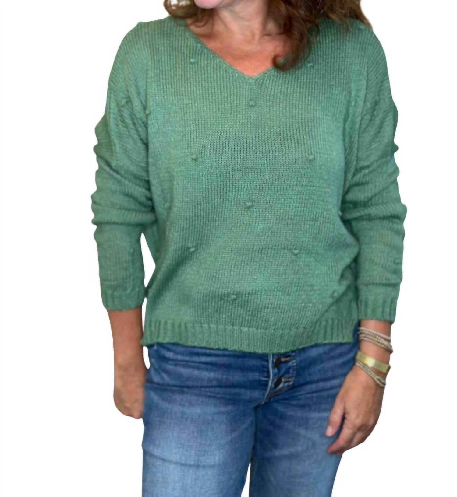 Wooden Ships - Mini Popcorn V Neck Lightweight Sweater