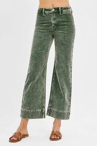 Risen - High Rise Crop Straight Corduroy Pants