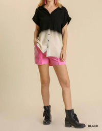 Umgee - Ellie Bleached Dip Dye Button Down Top