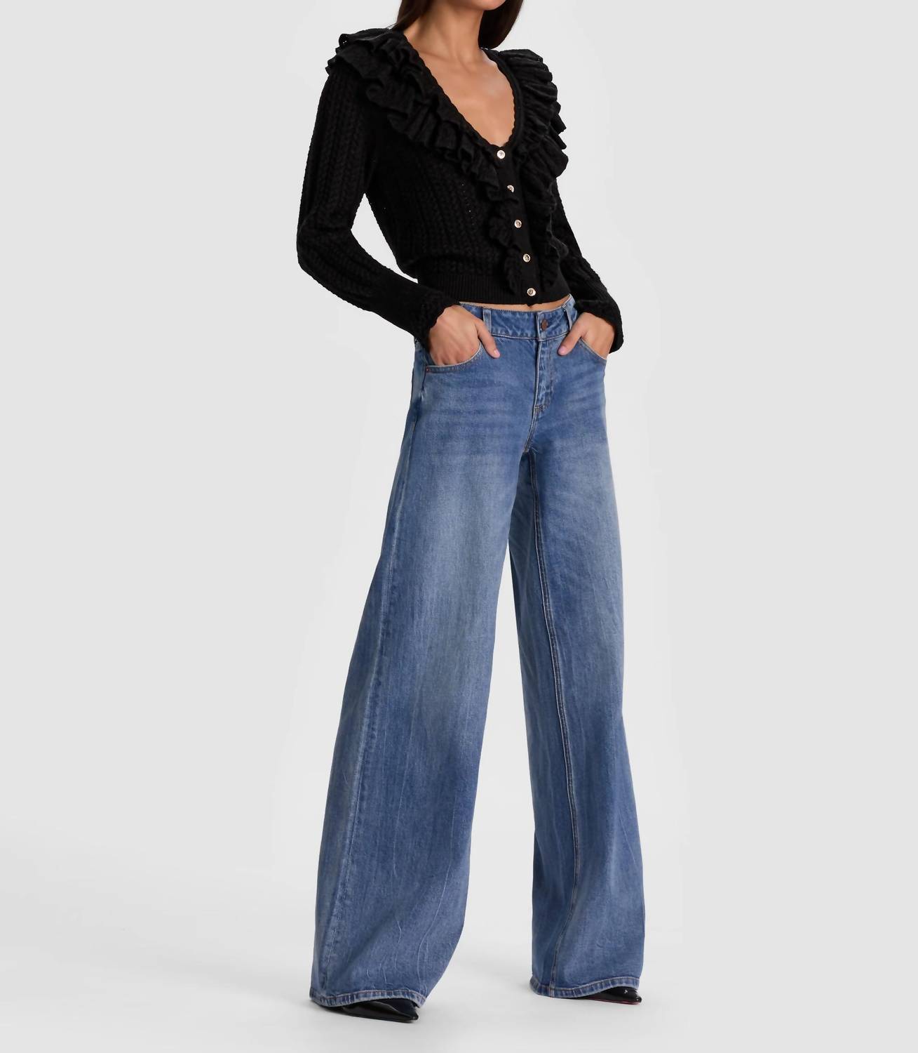 Alice + Olivia - Women's Eileen Ruffle Cardigan