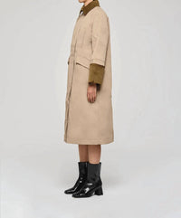 Oofwear - Corduroy Collar And Front Pockets Long Jacket